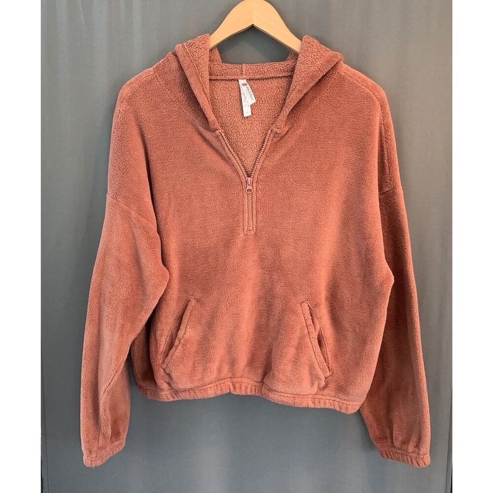 Ebb & Flow Athleisure Fleece Hoodie 1/4 Zip Sweatshirt XL Orange Travel Gym Cozy